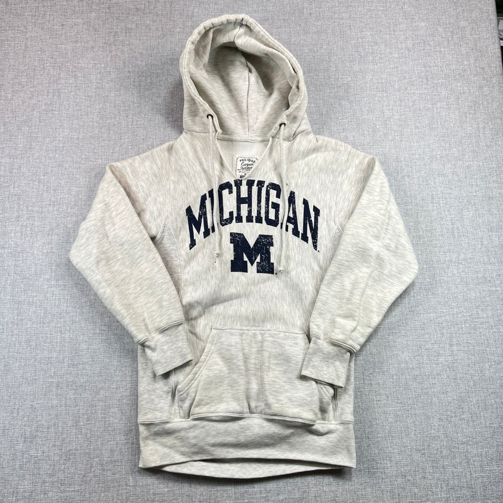 Michigan‎ Wolverines Reverse Weave Hoodie Pullover Women Small Gray Heavyweight